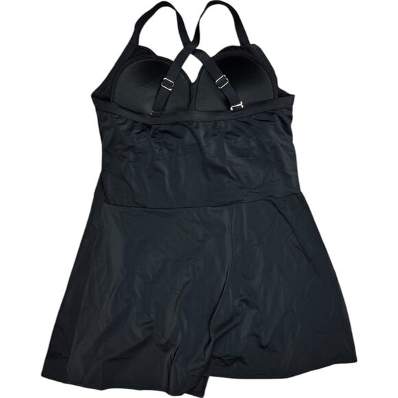 Susan Graver Soleil Knotted‎ Side Swim Dress Black Women's 16 Summer Beach NWOT - Picture 10 of 11